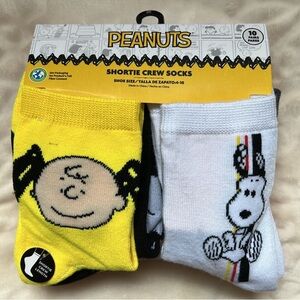 PEANUTS 10 Pairs Shortie Crew Socks Sizes 4-10
